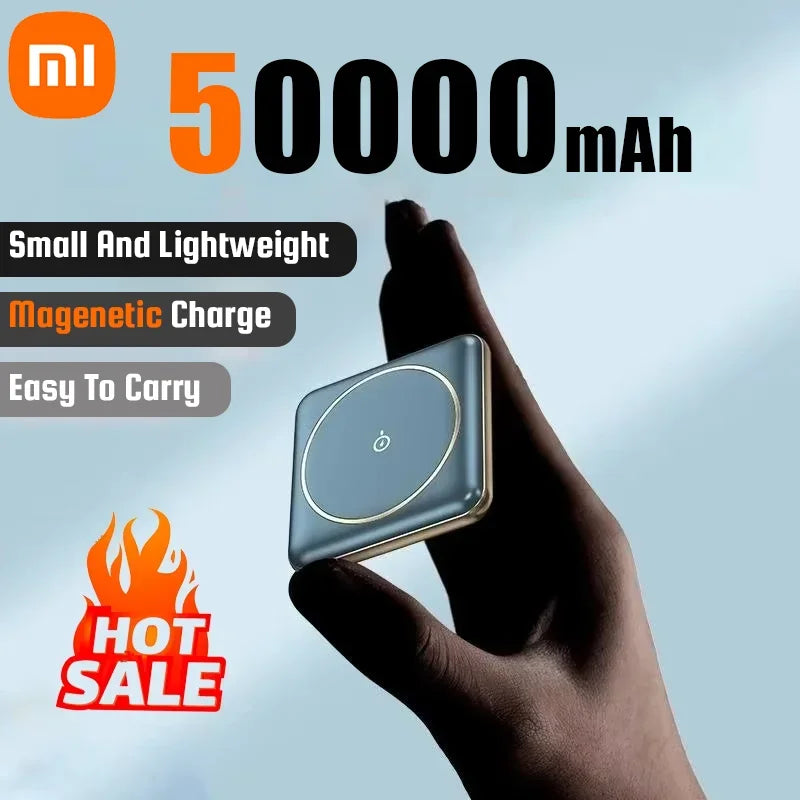 Xiaomi 50000mAh Mini Magnetic Wireless Power Bank Charger Fast Charging Thin External Battery For iphone